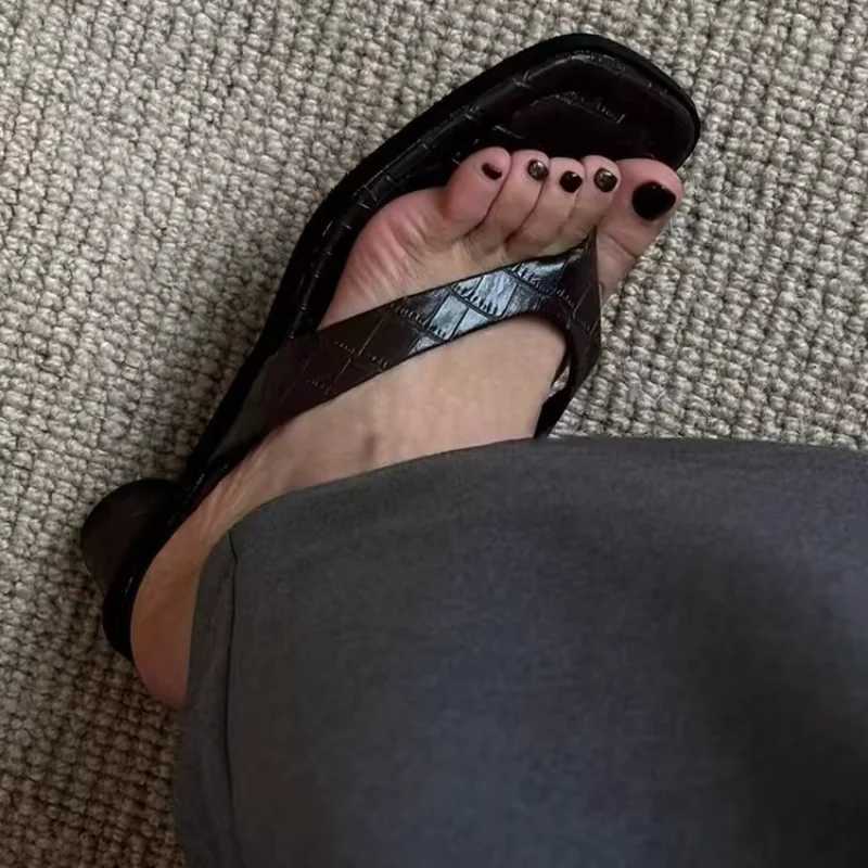Mid Heels Clip Toe Slippers Women Chunky Shoes Heeled Sandals Summer 2025 Pumps Slides New Party Dress Elegant Mujer Sandalias K260311