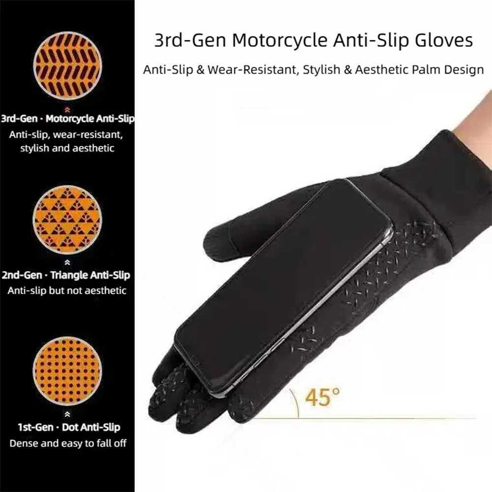 Winter Full Finger Gloves for Men - Waterproof Touch Screen Non-Slip Fleece Outdoor Sports Gloves M260311