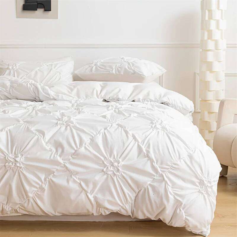 3 pieces of simple plain color fabric 100% polyester fiber quilt covers, soft with heart-shaped jacquard patterns H260311