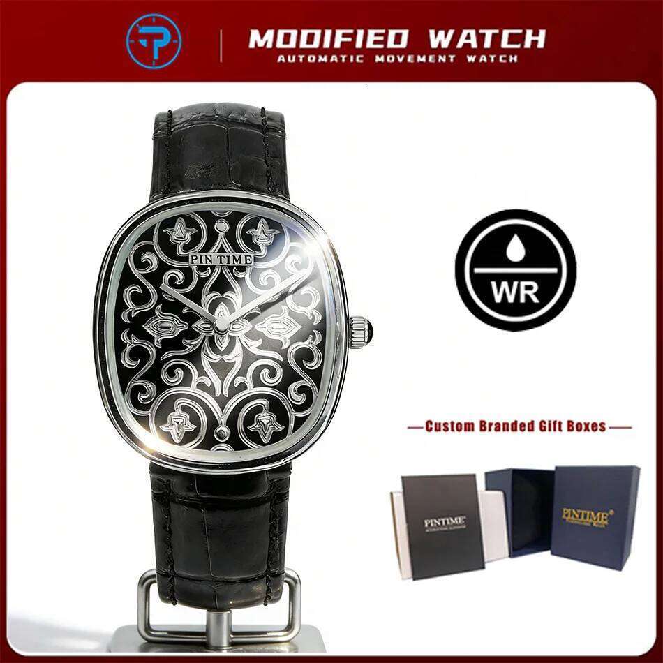 Watche Classic vintage style Black Watch with Arabic Pattern Engraving Craftsmanship Gentleman Elegant Men Quartz Wristwatch