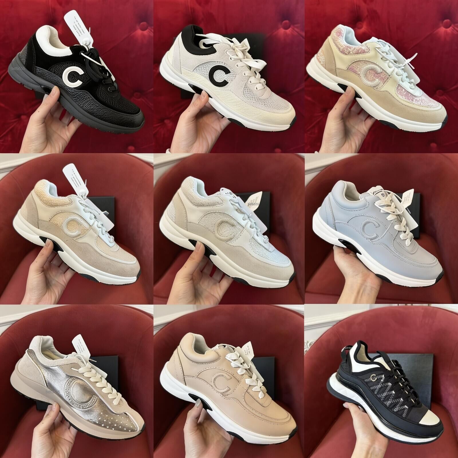 Designer Women casual Fashion sneaker Top quality Chunky shoes double Letter C design Stylist German army trainers chic style