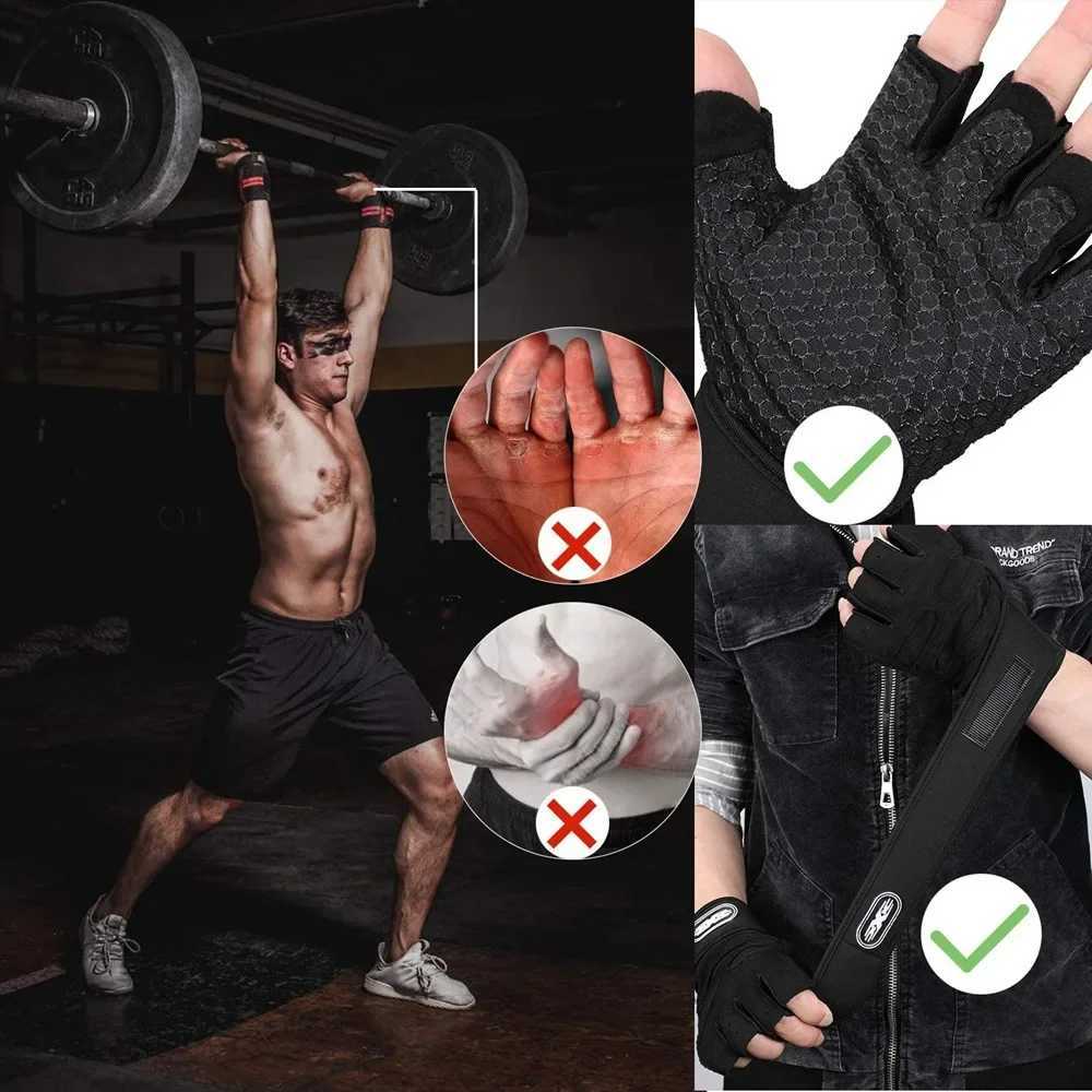 Fitness Half Finger Gloves Men Women Weight Lifting Gloves with Wrist Support Riding Non Slip Horizontal Bar Exercise Training M260311