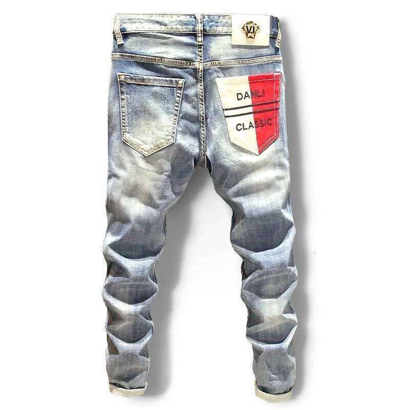 Spring and Autumn Fashion Trend Straight Leg Stretch Denim Trousers Men's Casual Slim Fit Comfortable Sports High Quality Jeans Z260225