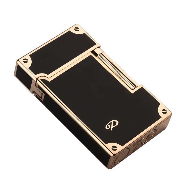 Genuine Steel Tone Loud Lighter Gas Inflatable Open Flame Metal Side Sliding Cigarette Lighter for Boyfriend Husband Gift Box N260311