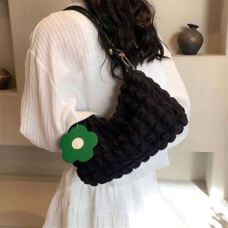 Fashionable Handbag Shoulder Bag with Pendant, Solid Color Knotted Strap Women's Bag, Large Capacity Stylish Cross Body Bags XJ260311