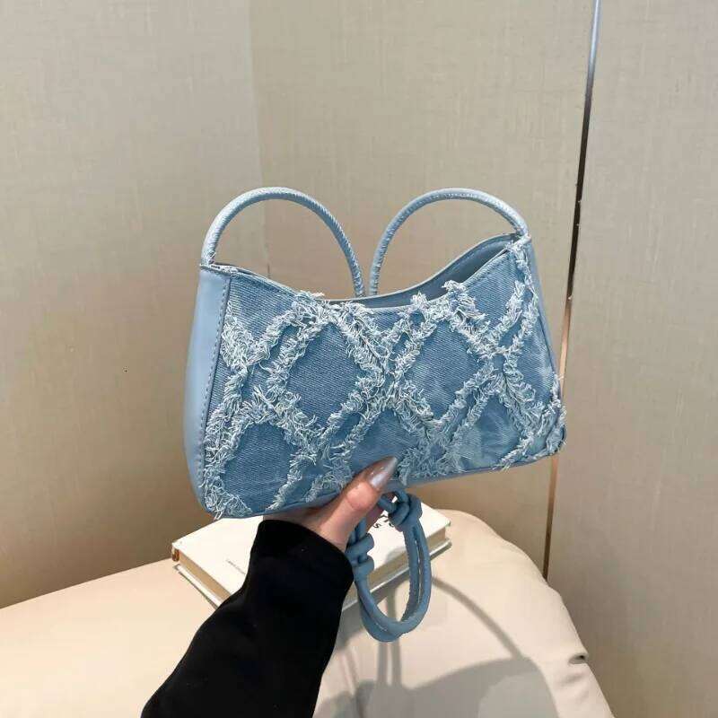 Personality Contrast Underarm New Fashion Ladies Denim Rhombus Mao Shoulder Bag Crossbody Bags for Women XJ260311