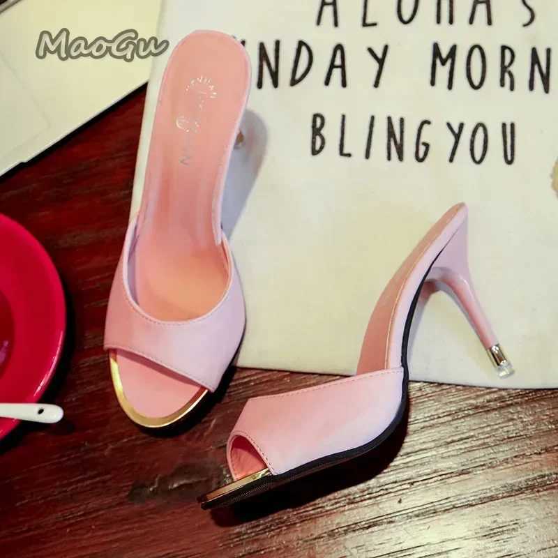 2024 Summer Fashion Thin Heels Shoe Sexy Black Woman Comfortable Sandals Mules Women High Heel Slip-on Shoes K260311
