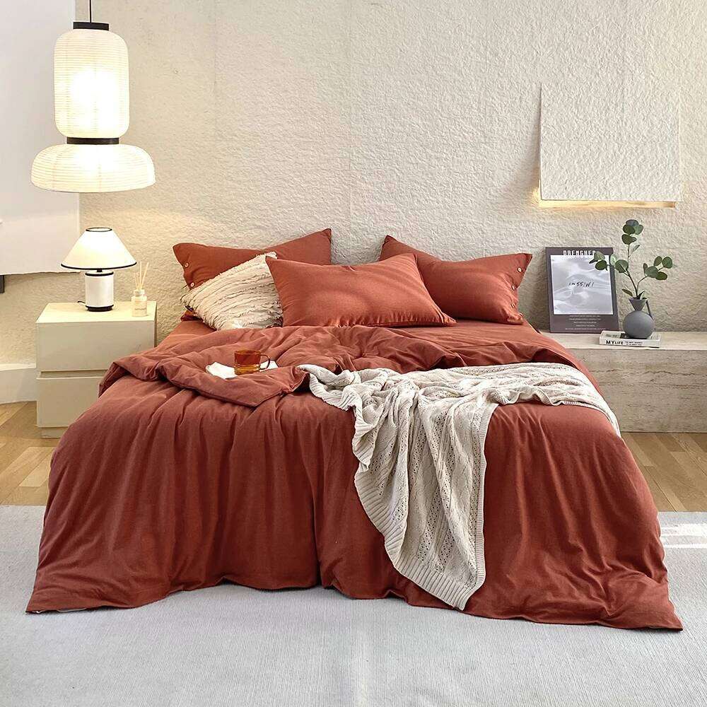 Stone Wash Percale Cotton Turquoise Duvet Cover Set Single Twin Full QUEEN KING Bed H260311