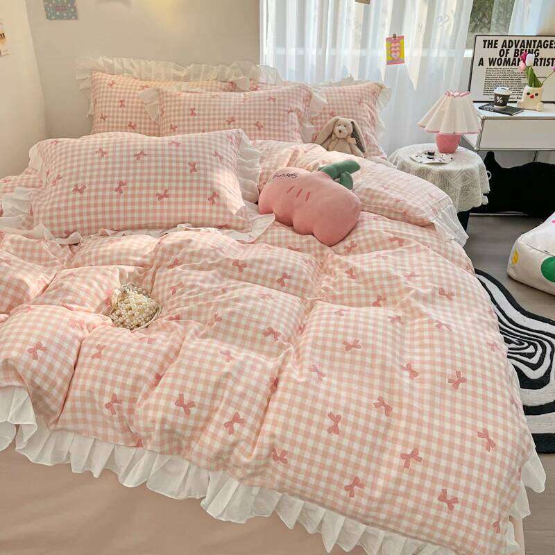 3 Piece duvet bowknot printting Quilt cover comfortable Ruffles Bedding Set Bedspread for All Season H260311