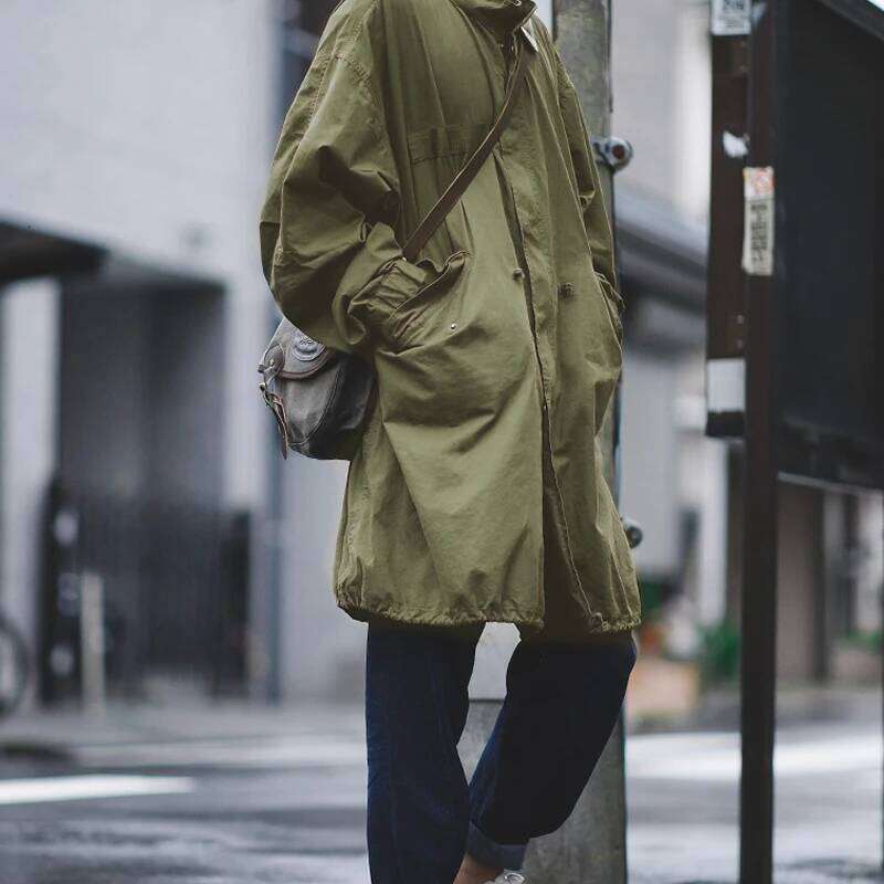 New Arrival American Retro Spring Style Overcoming Fishtail Windbreaker Parka Long Loose Coat Jacket Men's 26H0311