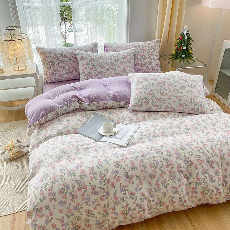 3-piece active printed plant set, one duvet cover and a pair of pillowcases no inner core, suitable for the bedroom H260311