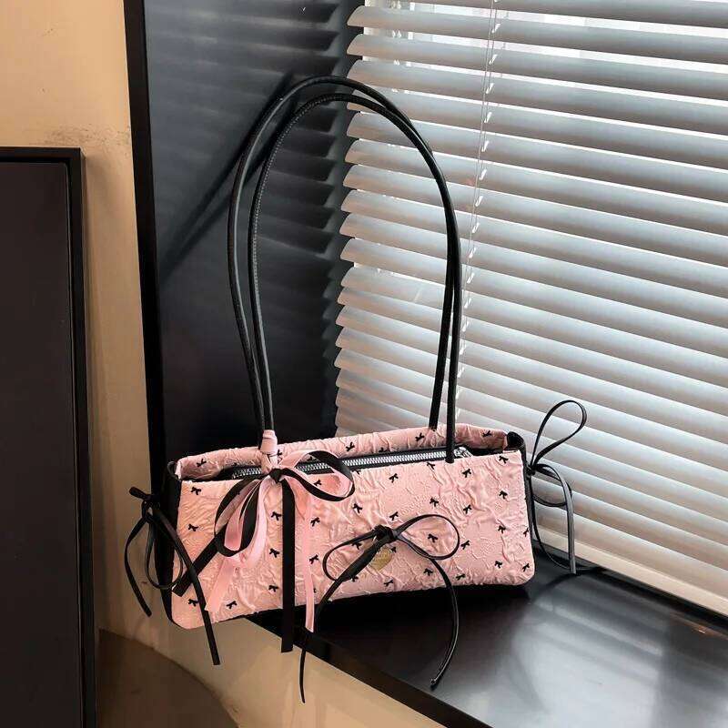 Sweet Bowknot Women's Clutch Purse Handbags Cute Polka Dot Ladies Underarm Bag Contrasting Color Casual Female Shoulder Bags XJ260311