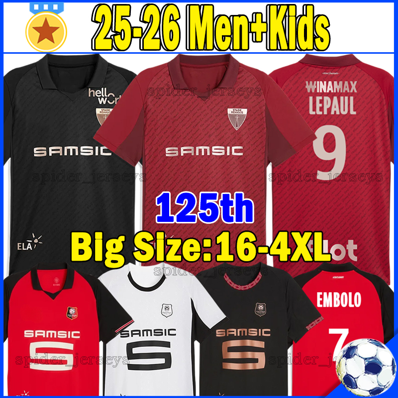 XXXL 4XL 2025 2026 ReNnEs StAdE ReNnAis soccer Jerseys 125th LEPAUL BLAS EMBOLO Football Shirts 25 26 M.TAMARI ROUAULT AIT BOUDLAL CAMARA MERLIN Men Uniforms Kids Kits