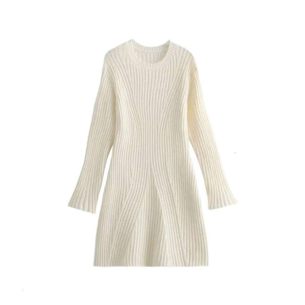 Women Mini Sweater 2025 Autumn Winter Women's New Fashionable Ribbed Knitting One Piece Dress Z260311