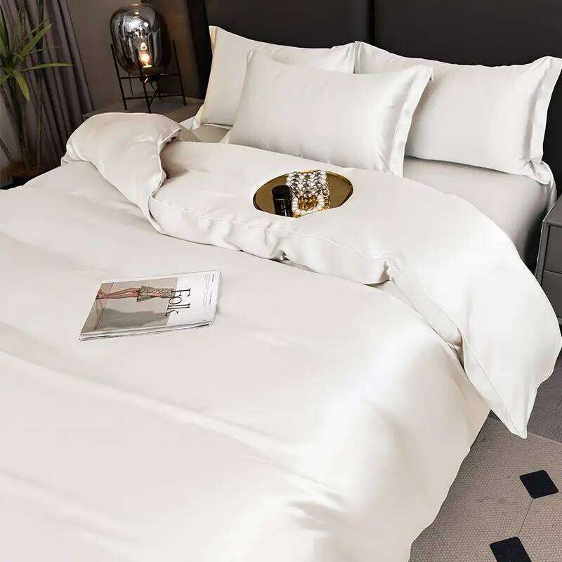 Pure Satin Silky Bedding Queen King Size Bed Set Quilt Duvet Cover Linens And Pillowcase For Single Double Bedclothes H260311 - view 7