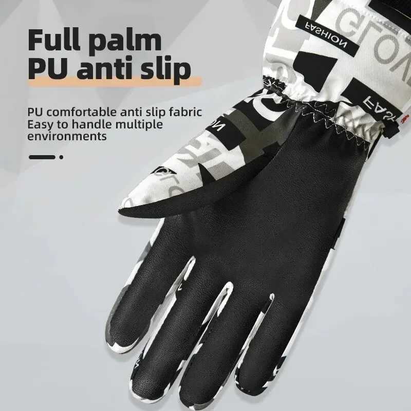 Ski Touch Screen Gloves Winter 3M Thermal Cotton Waterproof Windproof Non-Slip Full PU Elastic Warm Gloves For Men Women M260311