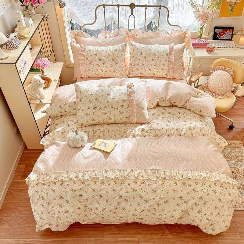 3pcs 100% Cotton Duvet Set 1*Duvet Cover + 2*Pillowcase, Without Core, Korean lace Bedding Set, Soft Comfortable H260311