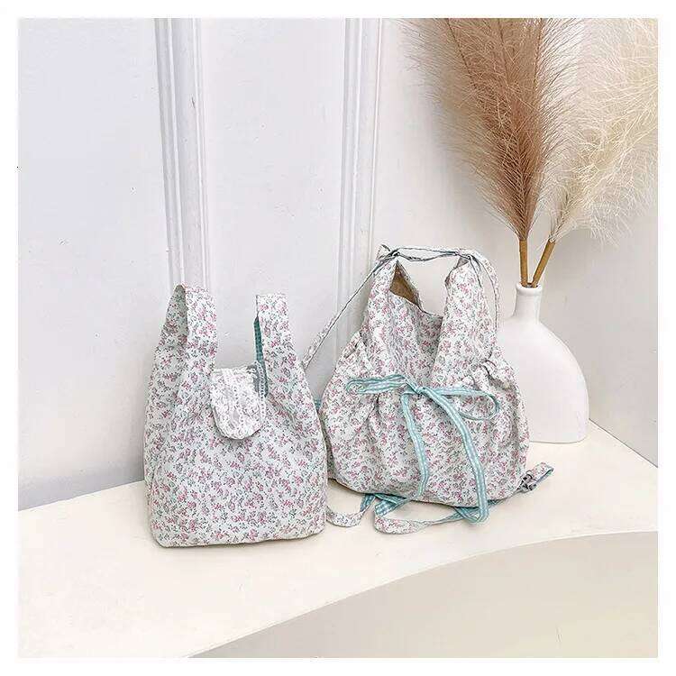 Sweet Bow Floral Women's Shoulder Bags Backpack Large Capacity Ladies Crossbody Bag Casual College Girls Handbags Bucket Tote XJ260311