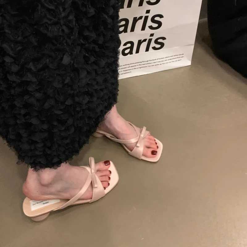 Designer Thick Heel Women Fashion Open Toe Butterfly-knot Dress Slides Summer Ladies Concise Beach Vacation Shoes K260311
