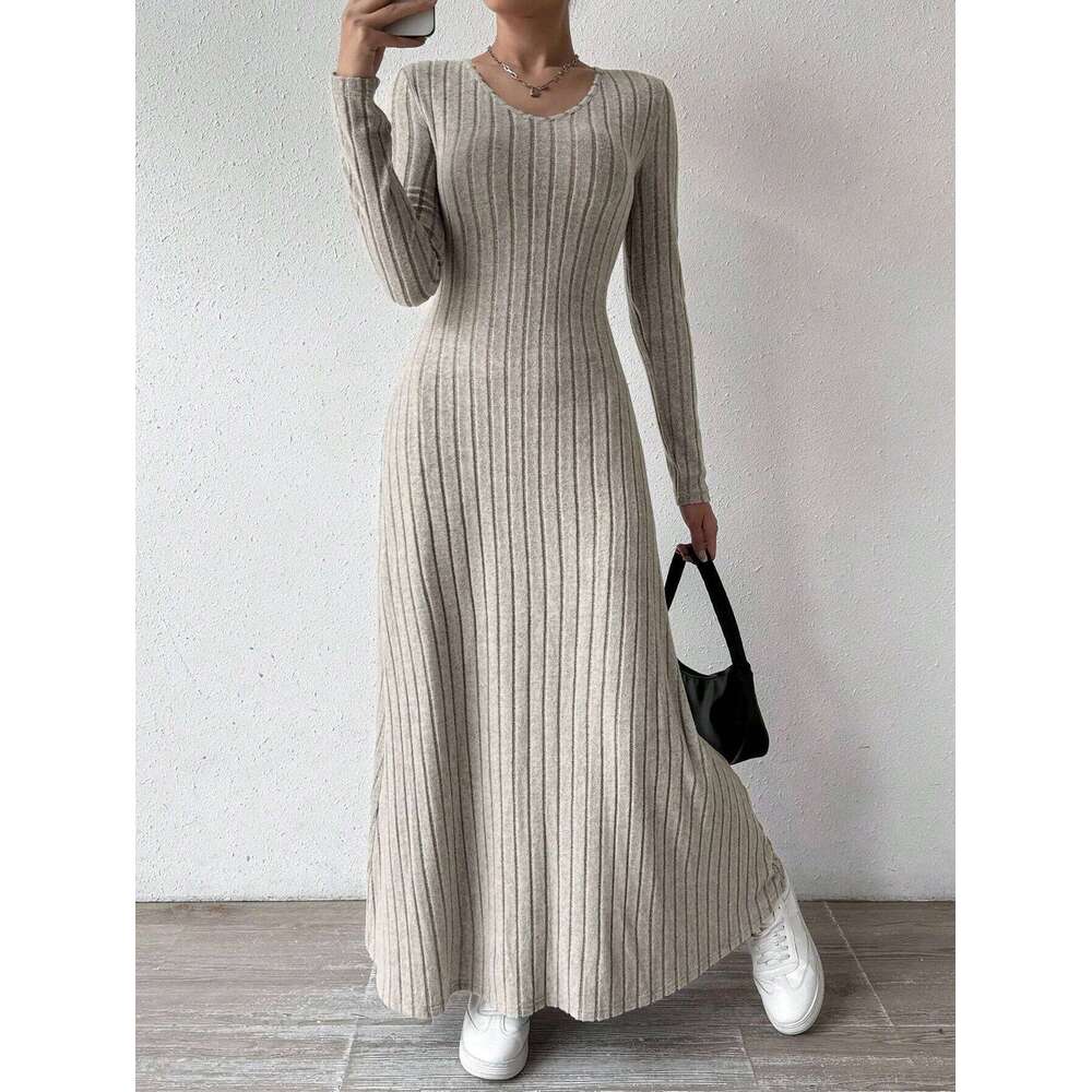 Knitted Maxi Women Elegant Party Autumn Winter O Neck Sleeves Sexy Slim Long Dresses Casual Holiday Street Dress Robe Z260311