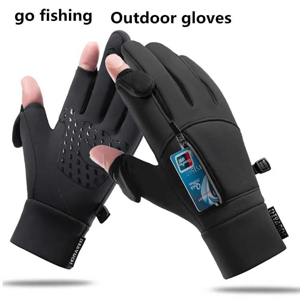 Winter Fishing Gloves 2 Fingers Flipped Waterproof Winter Gloves Windproof Photography Men and Women Warm Fishing Tools Outdoor M260311