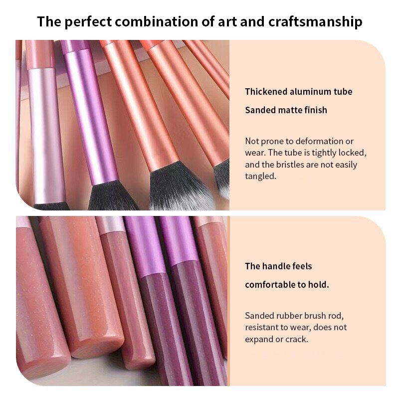 8-piece high-end daily essential makeup brush set, colorful long handles, resin short handles, thick aluminum tubes, soft and skin-friendly synthetic 