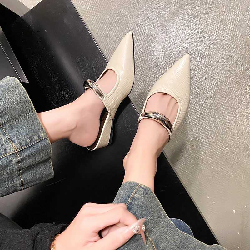 Elegant Womens Wedges Pointed Toe Mules Shoes Woman 2025 Trend Slingback Dress Fashion Sandals Mujer Zapatos K260311