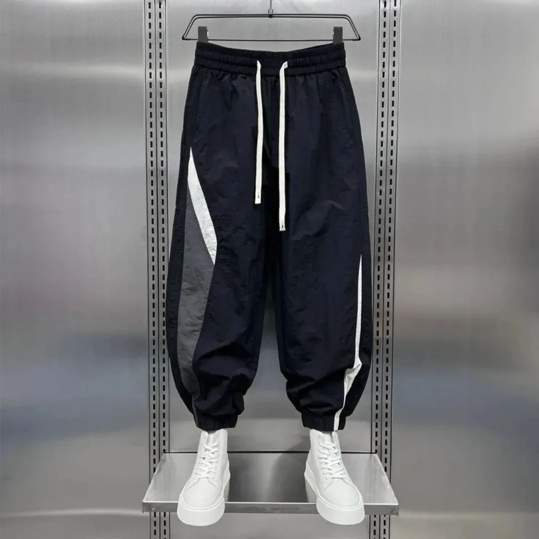 Summer Thin Quick-dry Striped Patchwork Outdoor Jogger Sports Casual Pants Men's Designer Pants Trendy Versatile Loose Harem Pants
