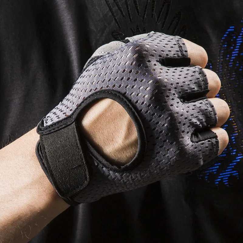Half Finger Sports Gloves Unisex Gym Dumbbell Training Cycling Hollow Mesh Breathable Thin Gloves M260311