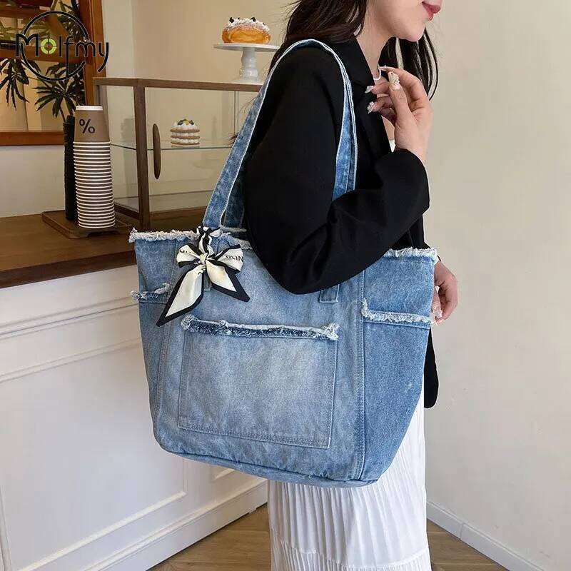 Denim Designer Bags Large Capacity Multifunctional Shoulder Bag Commuting High Quality Women Luxury Handbag Fashion Droshipping XJ260311