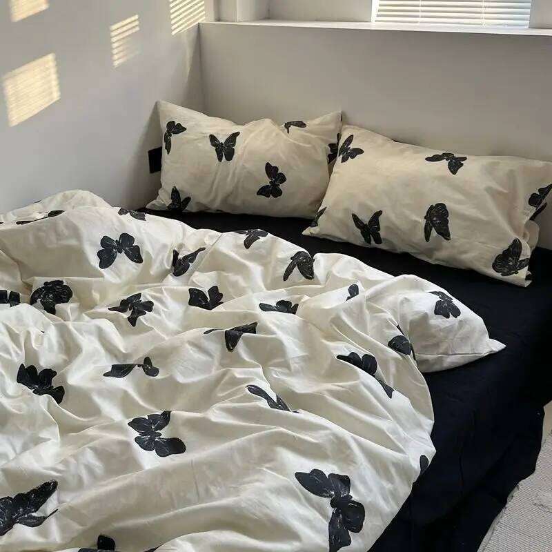 Ins Black Dot Set Flat Sheet Duvet Cover Twin Full Queen Nordic Bed Linen Boy Girl Bedding Sets H260311 - view 3