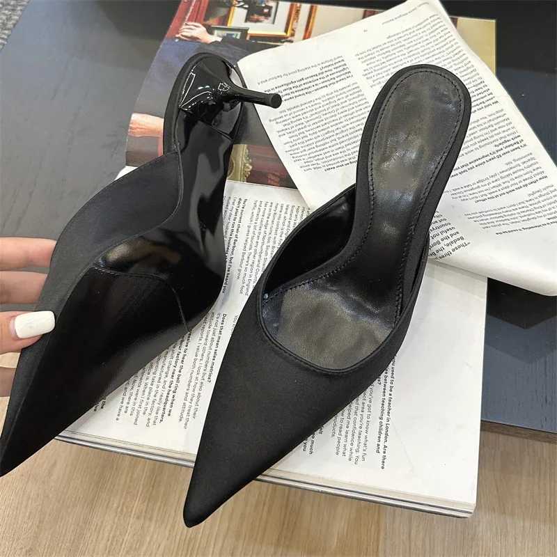 Fashion Concise Pointed Toe Women Thin Low Heels Casual Party Pumps Summer Slide Mules Shoes K260311