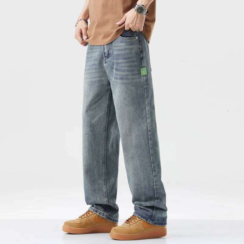 Baggy Jeans Men's Streetwear Fashion Straight Vintage Washed Wide-leg Pants Y2k Mens Clothing Casual Loose Denim Trousers Z260225