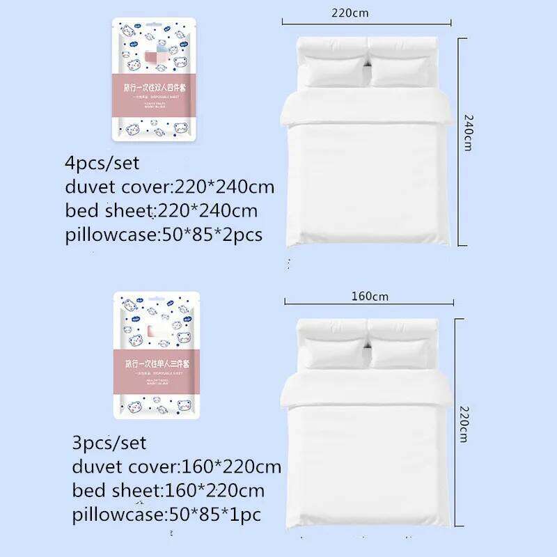 3 / 4-Piece Thickened Disposable Bed Sets Duvet Cover Non-Woven Dirty Proof Portable Bedding Set Travel Hotel Isolation Sheets H260311