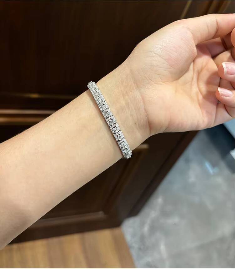 3mm Moissanite Tennis Bracelet for Women Certified D Color VVS Passes Diamond Tester S925 Silver Square Bracelet Jewelry Gifts