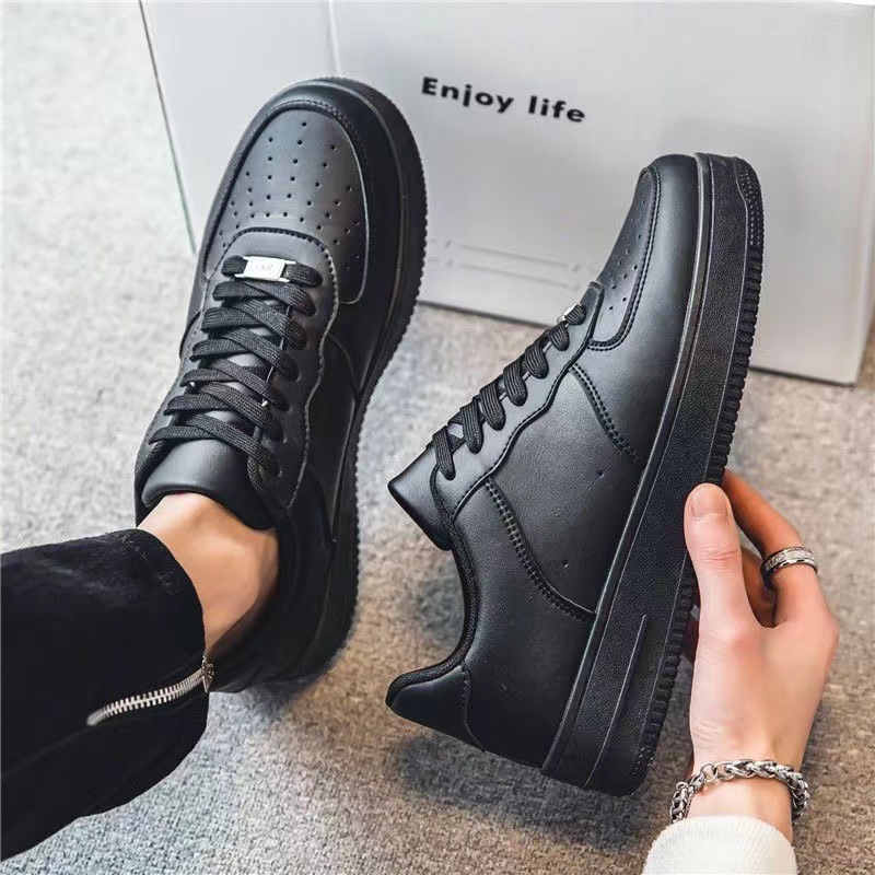 Plate Shoes Thick Soles Small White Shoes Spring Leisure Breathable Sports All Fashion Students Black Men'S Shoes