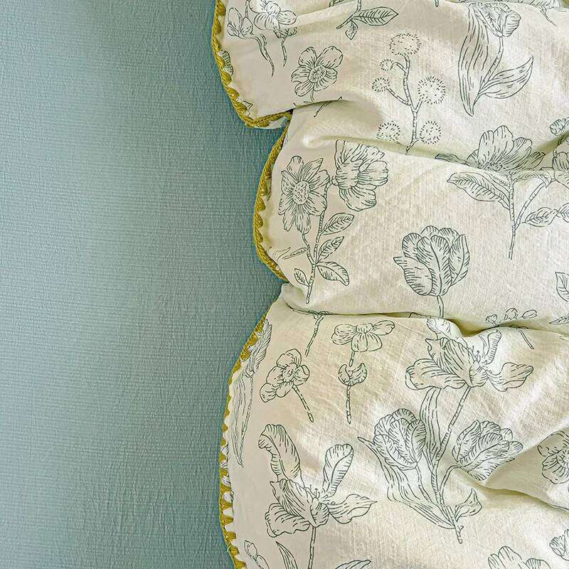 Flower Printed Duvet Sets Queen/King Bedding with Shell Edge Washed Cotton dekbedovertrek 240x220 Bed Cover Set H260311