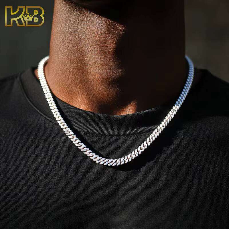 5mm Pure Sier Hiphop Moissanite Cuban Necklace for Men and Women Durable Hypoallergenic Jewelry 123