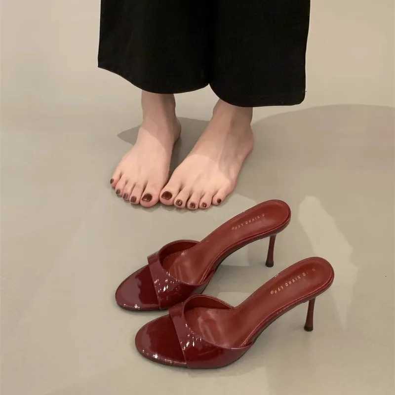 Heeled Footwear Female Slides Women Summer Spring Fashion Round Toe Ladies Thin Heels Sandals Pumps Shoes K260311