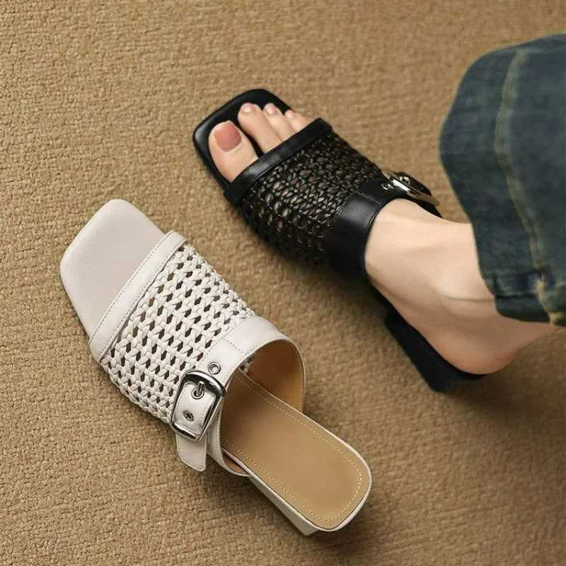 CNMR Womens Sandals Slippers Women Shoes Round Toe Metal Casual Style Lazy Outside Wearin Heels Women K260311