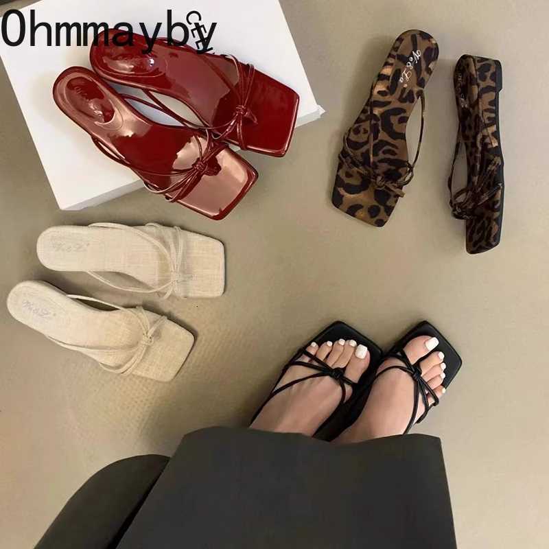 2025 Summer Women Wedges Heel Flip Flop Fashion Leopard Print Clip Toe Slides Ladies Outdoor Beach Dress K260311