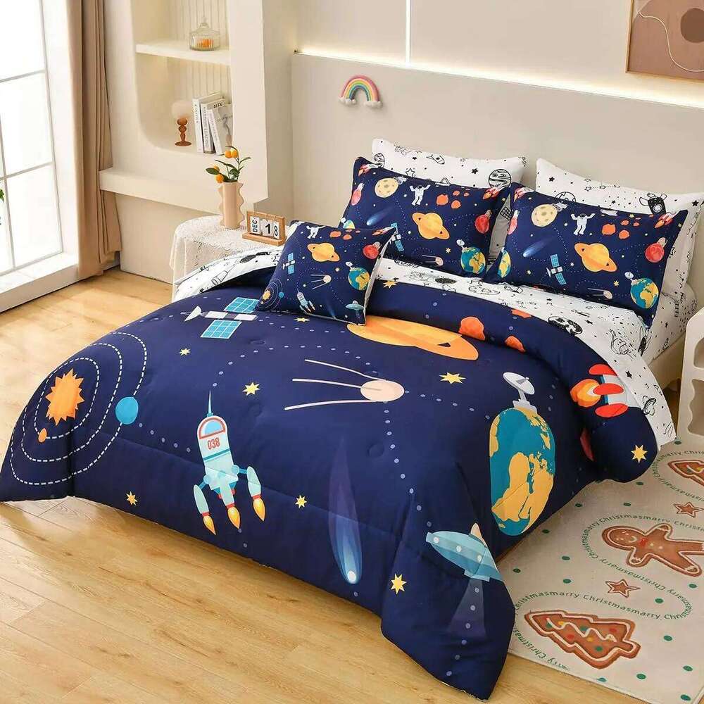 Astronaut Duvet Queen Size, Outer Space Bedding Set 3pcs for Kids Girls Adults,Comforter Cover Soft with 2 Pillowcases H260311