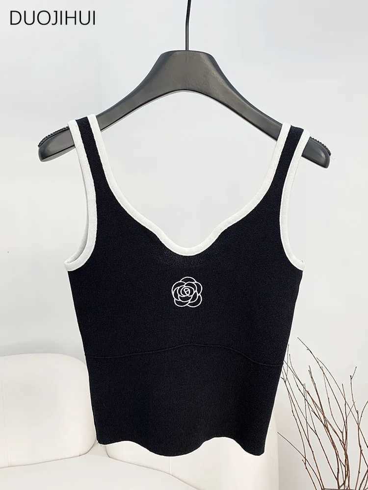 Sleeveless Vest Women's Summer Printed Spliced Round Neck Loose Embroidery Casual Camisole TopT260311