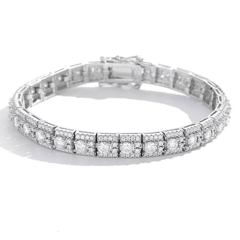 3mm Moissanite Tennis Bracelet for Women Certified D Color VVS Passes Diamond Tester S925 Silver Square Bracelet Jewelry Gifts