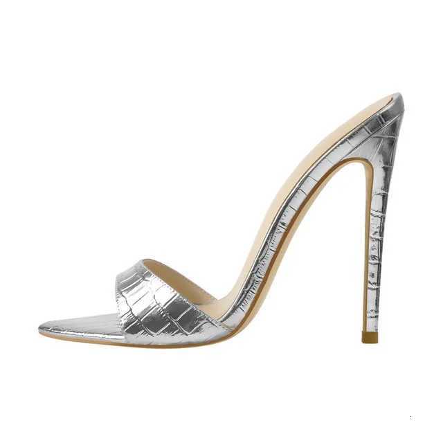 Fashion Women High Stiletto Heel Mules Concise Pointed Open Toe Thin Heels Shoes Sexy Office Ladies Summer Large Size K260311