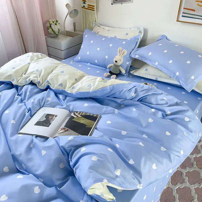Ins Princess Pink Heart Duvet Pillowcase Bed Sheet Kids Girls Bedding Set Queen Twin Cute Kawaii Quilt Cover No Filler H260311
