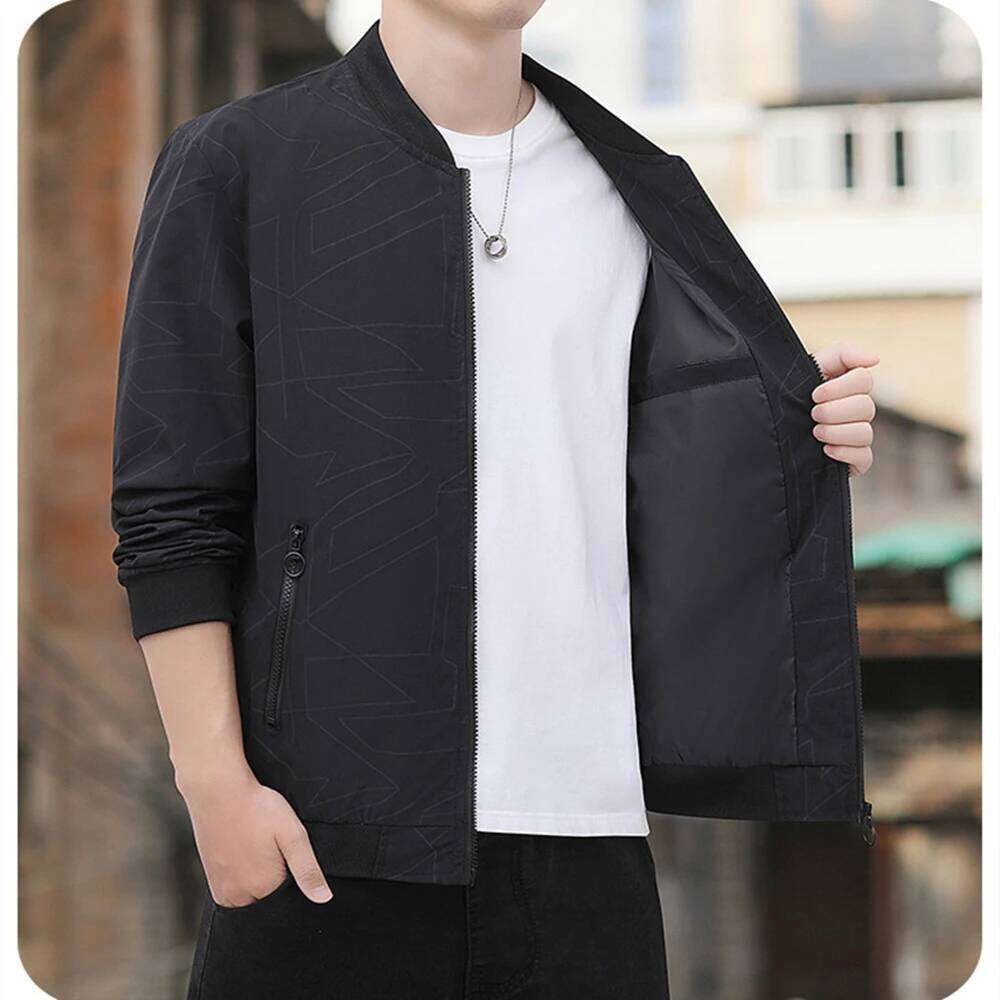 Spring and Autumn New Baseball Collar Short Loose Solid Color Jacket Men's Business Casual Thin Coat Trend Size M-5XL 26H0311