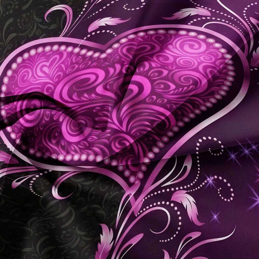 3pcs Valentine's Romantic Purple Heart Rose Floral Duvet Cover Set HD Print for Home & BedroomValentine's Day Gifts H260311