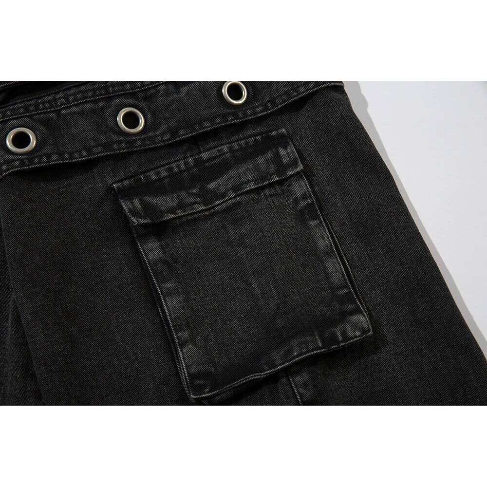 High Street Heavy Industry Multi-pockets Washed Cargo Pants Mens Straight Ropa Hombre Baggy Denim Trousers Oversized Overalls Z260225