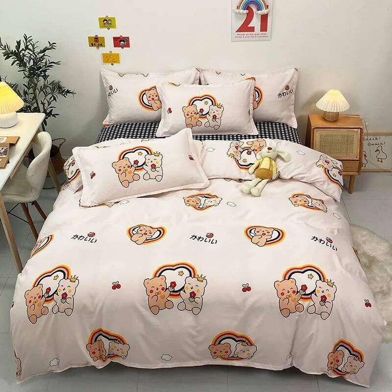 Skin Friendly Home Textile Simple Bedding Four Bed Sheet Duvet Student Children Three Piece Set 1.5/1.8 Meters H260311